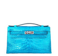Hermès Alligator Kelly Pochette Mini Bag Blue Izmir