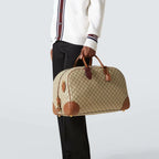 Gucci GG Canvas Medium Leather-Trimmed Duffel Bag