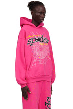 Sp5der Pink Punk V2 Hoodie - Magenta