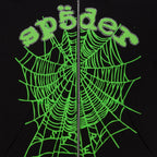 Sp5der Ca$h Og Web V2 Rhinestone Zip Hoodie - Black