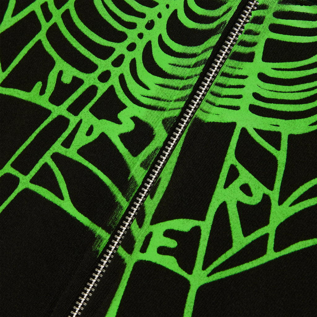 Sp5der Ca$h Og Web V2 Rhinestone Zip Hoodie - Black