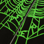 Sp5der Ca$h Og Web V2 Rhinestone Zip Hoodie - Black