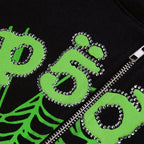 Sp5der Ca$h Og Web V2 Rhinestone Zip Hoodie - Black