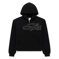 Sp5der Rhinestone Script Zip Hoodie - Black