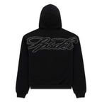 Sp5der Rhinestone Script Zip Hoodie - Black