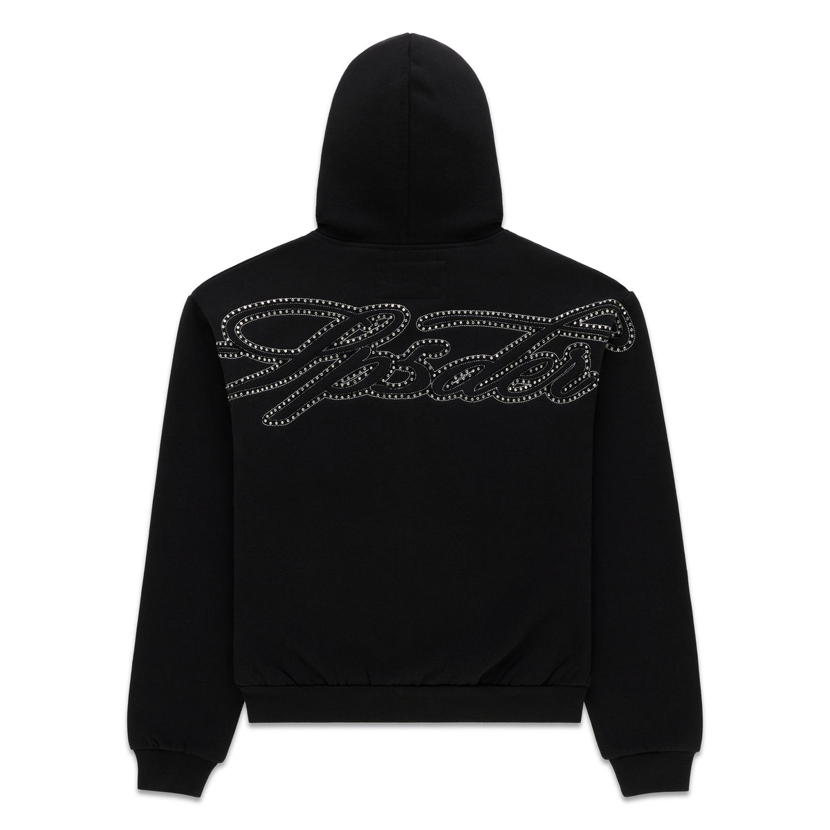 Sp5der Rhinestone Script Zip Hoodie - Black