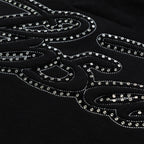 Sp5der Rhinestone Script Zip Hoodie - Black