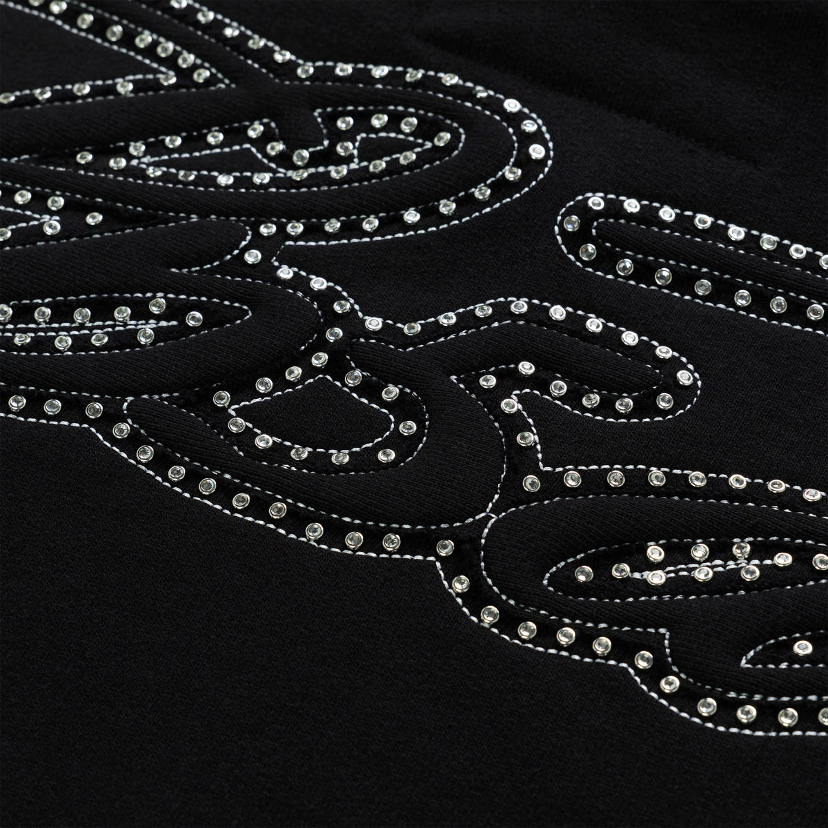 Sp5der Rhinestone Script Zip Hoodie - Black
