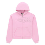 Sp5der Rhinestone Script Zip Hoodie - Light Pink