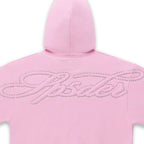 Sp5der Rhinestone Script Zip Hoodie - Light Pink