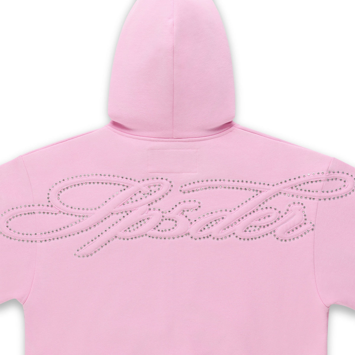 Sp5der Rhinestone Script Zip Hoodie - Light Pink
