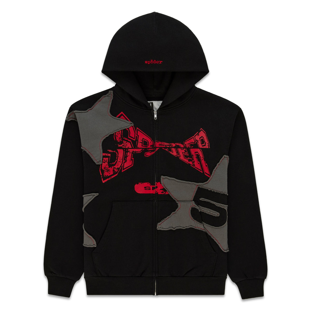 Sp5der Big Star Full Zip Hoodie - Black