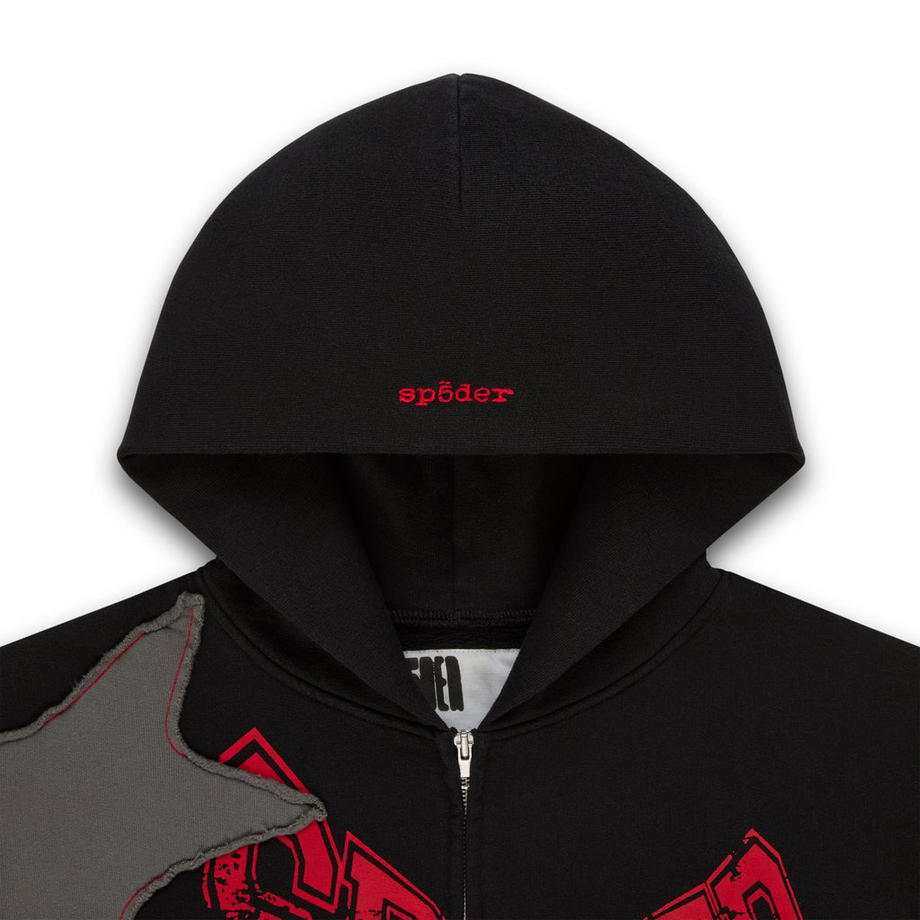 Sp5der Big Star Full Zip Hoodie - Black