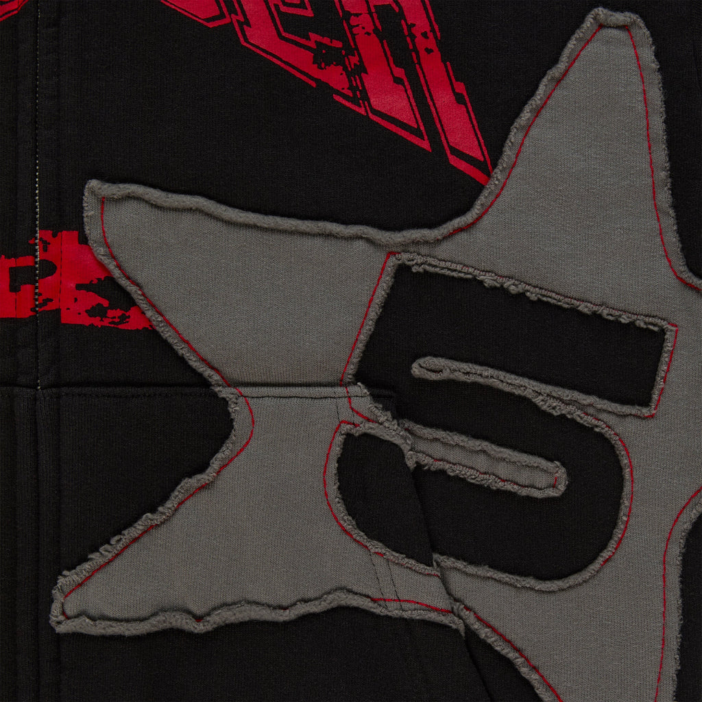 Sp5der Big Star Full Zip Hoodie - Black