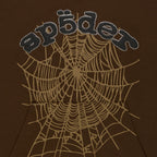 Sp5der Rhinestone Og Web Hoodie - Brown
