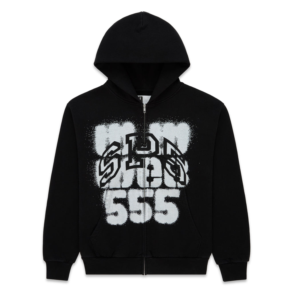 Sp5der Sp555 Zip Hoodie - Black