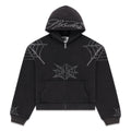 Sp5der Rhinestone Web Zip Hoodie - Black