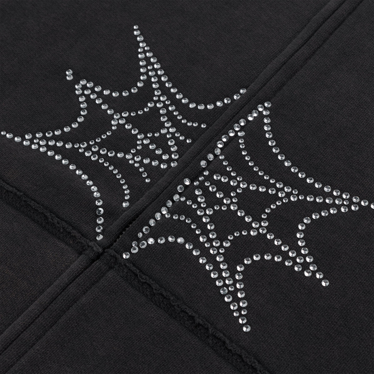 Sp5der Rhinestone Web Zip Hoodie - Black