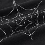Sp5der Rhinestone Web Zip Hoodie - Black