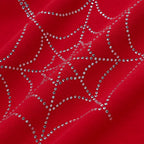 Sp5der Rhinestone Web Zip Hoodie - Red