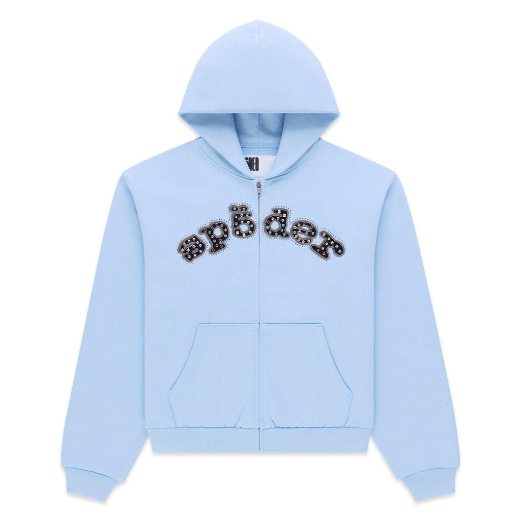 Sp5der Mixed Stone Og V2 Zip Hoodie - Rock Blue