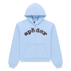 Sp5der Mixed Stone Og V2 Zip Hoodie - Rock Blue
