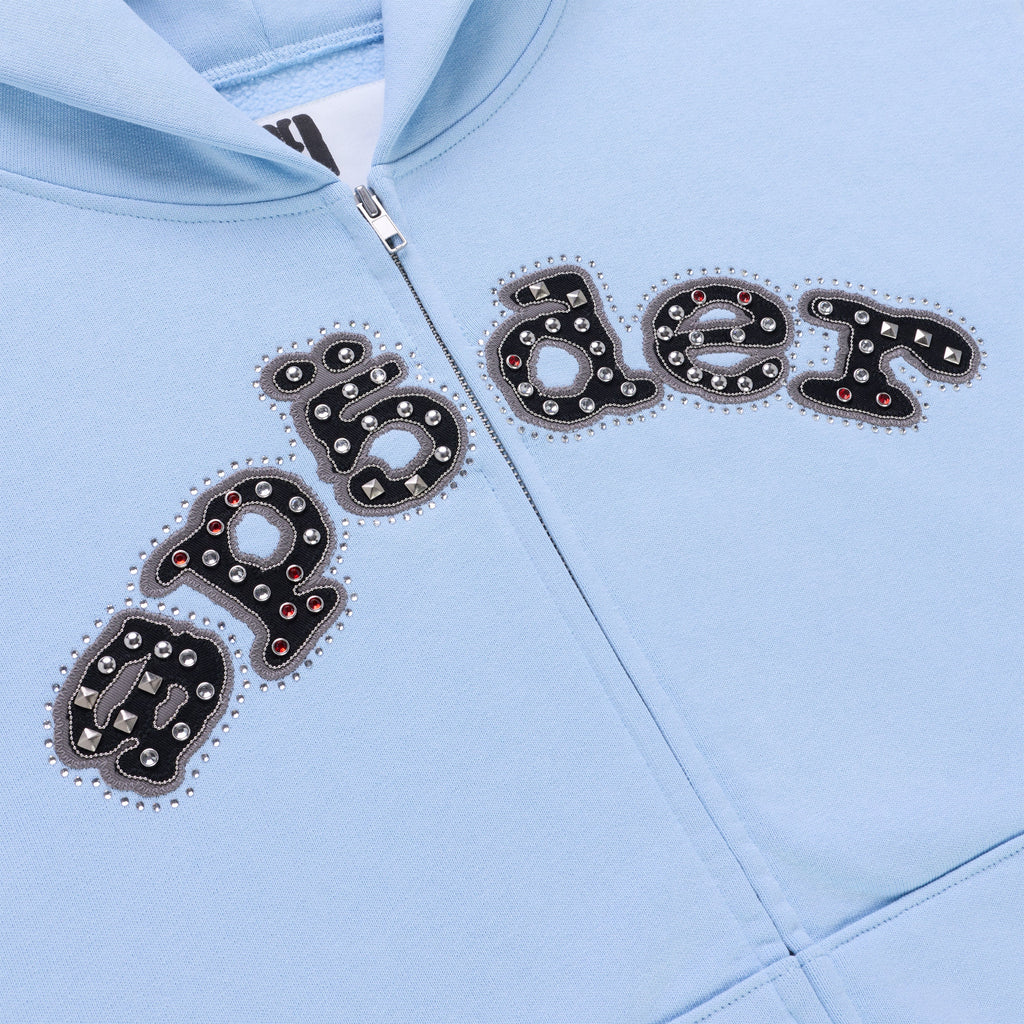 Sp5der Mixed Stone Og V2 Zip Hoodie - Rock Blue