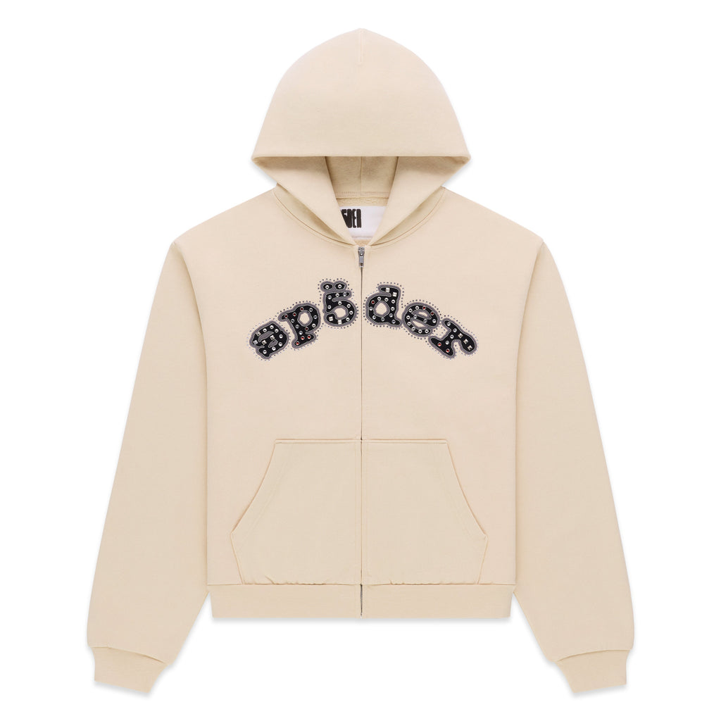 Sp5der Mixed Stone Og V2 Zip Hoodie - Cream