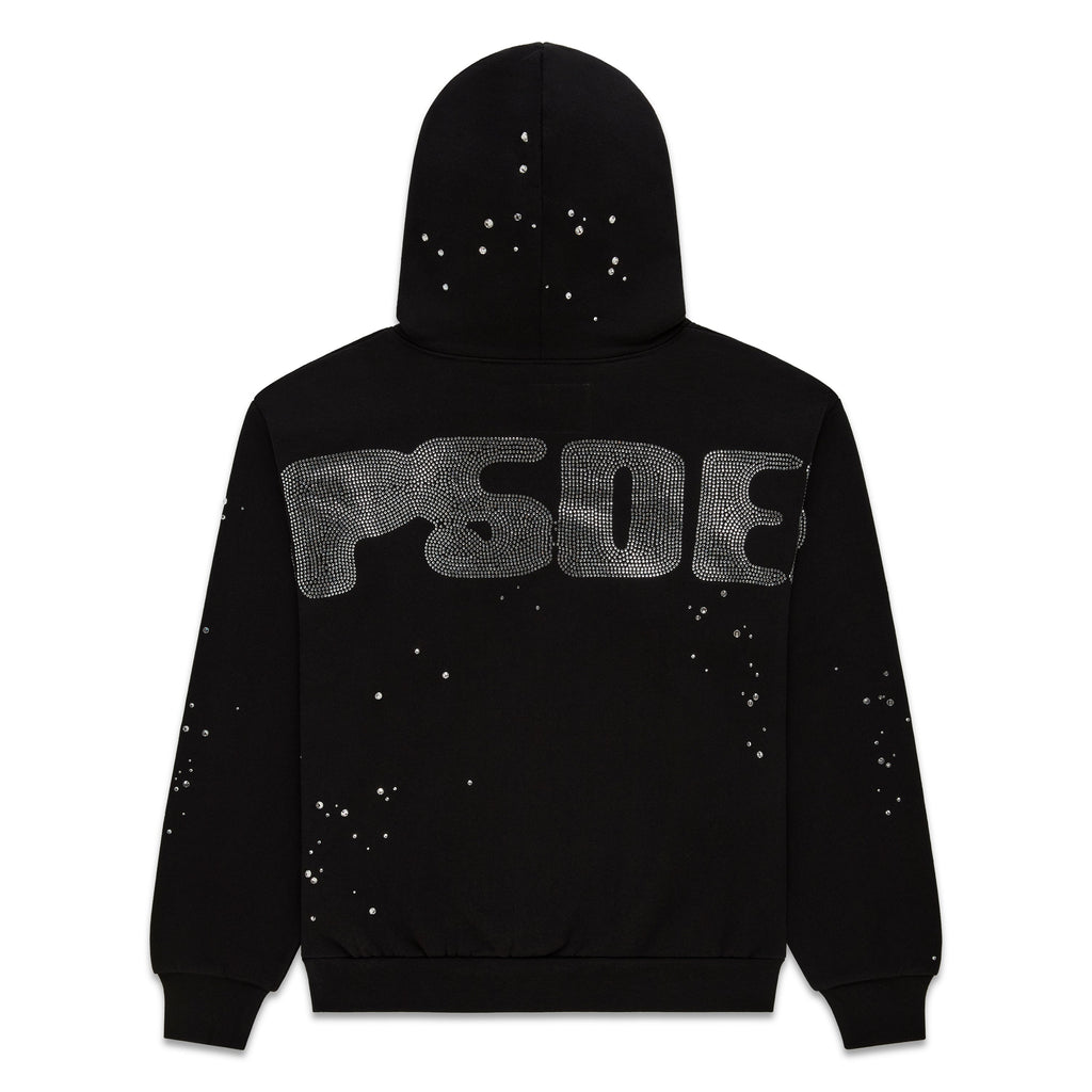 Sp5der Rhinestone Silk Hoodie - Black
