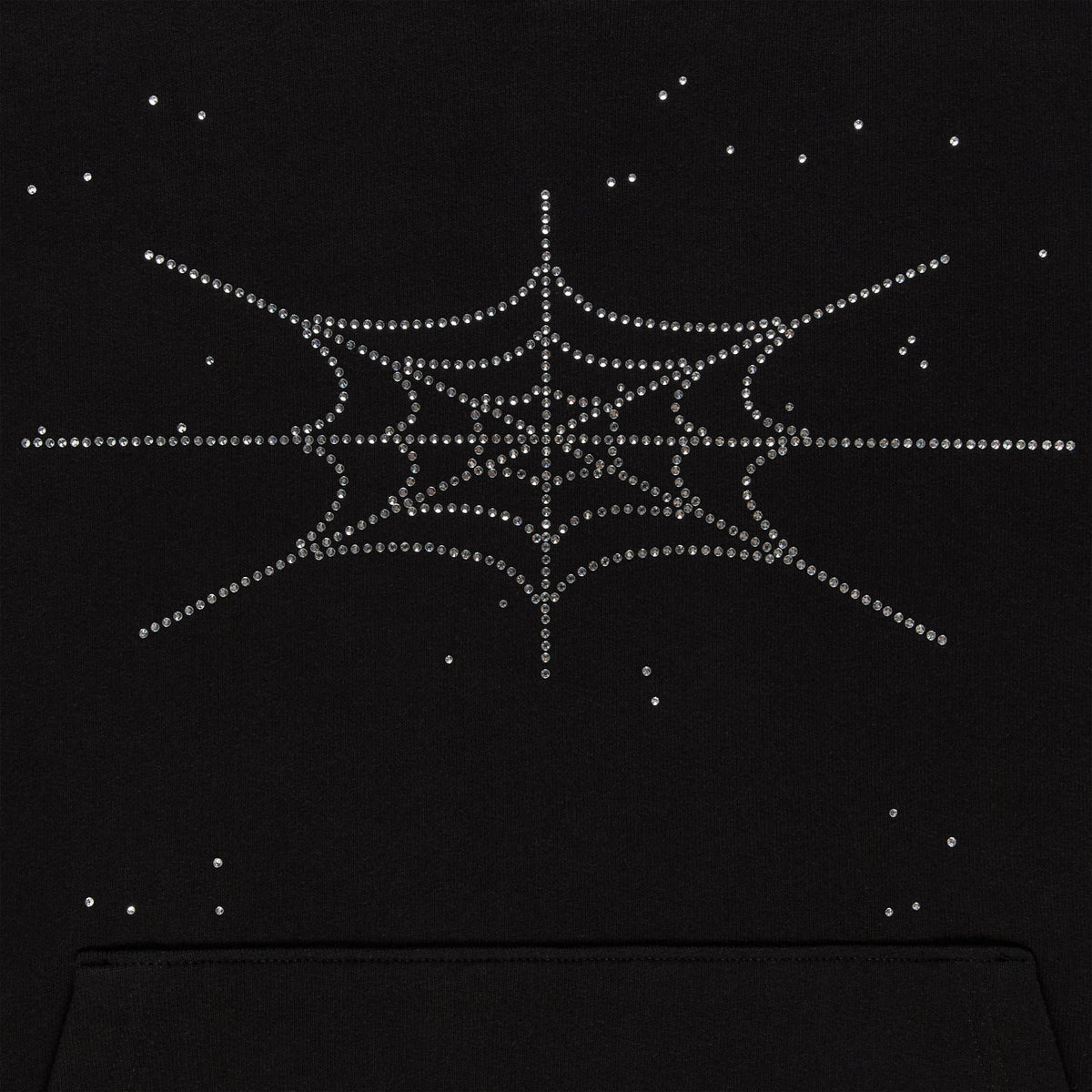 Sp5der Rhinestone Silk Hoodie - Black