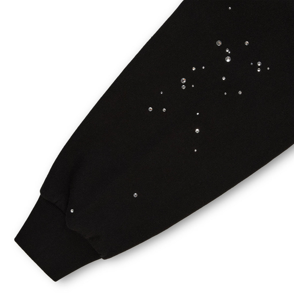 Sp5der Rhinestone Silk Hoodie - Black
