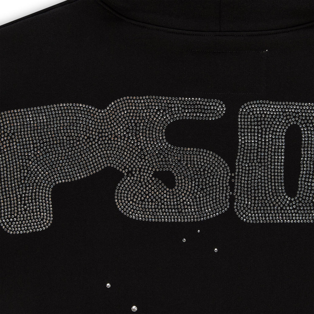Sp5der Rhinestone Silk Hoodie - Black