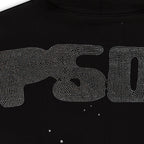 Sp5der Rhinestone Silk Hoodie - Black