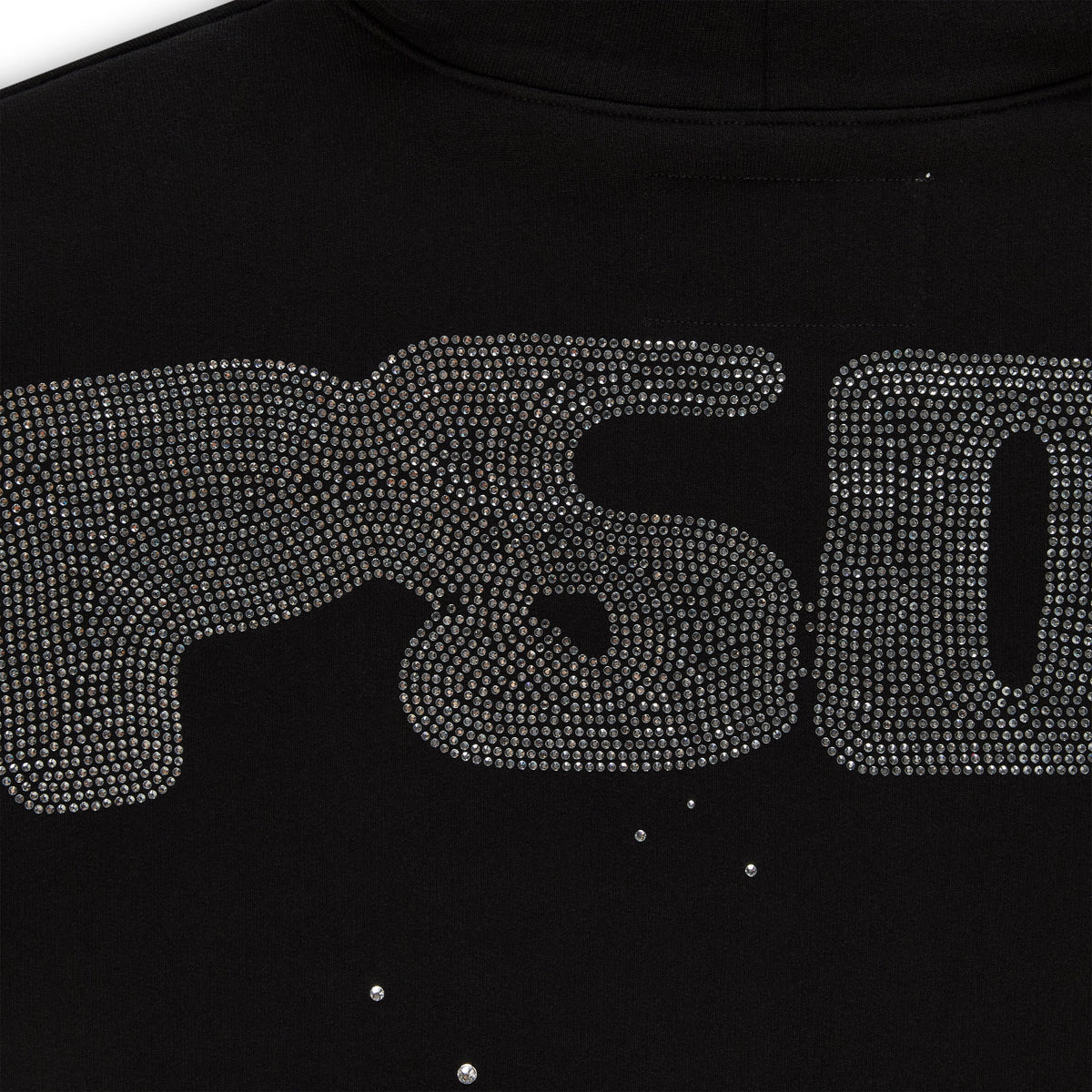 Sp5der Rhinestone Silk Hoodie - Black