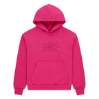 Sp5der Rhinestone Silk Hoodie - Pink