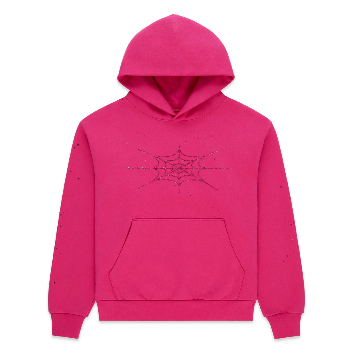 Sp5der Rhinestone Silk Hoodie - Pink