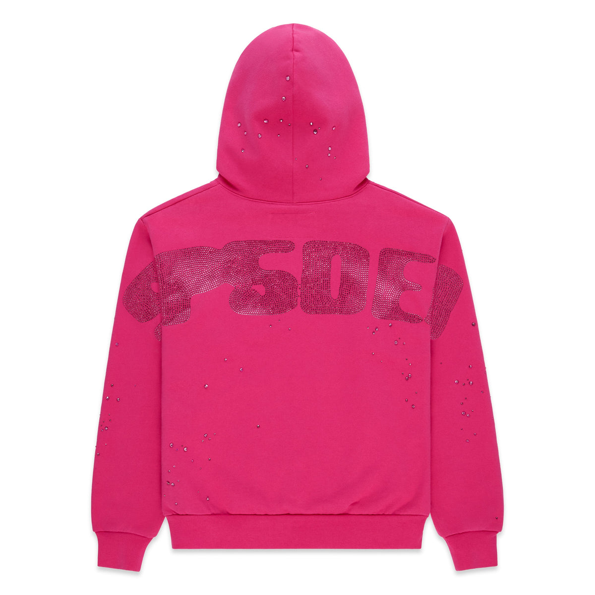 Sp5der Rhinestone Silk Hoodie - Pink