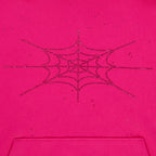 Sp5der Rhinestone Silk Hoodie - Pink