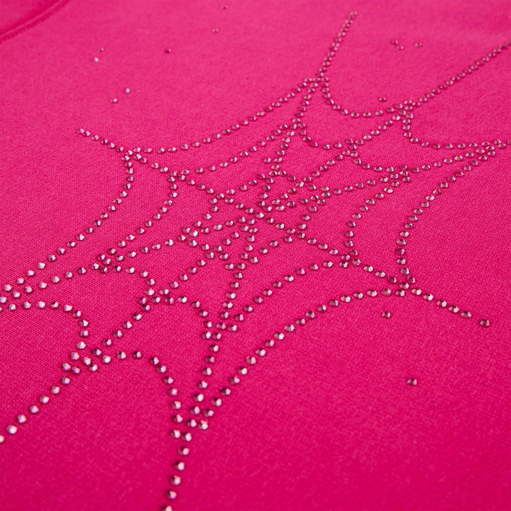 Sp5der Rhinestone Silk Hoodie - Pink