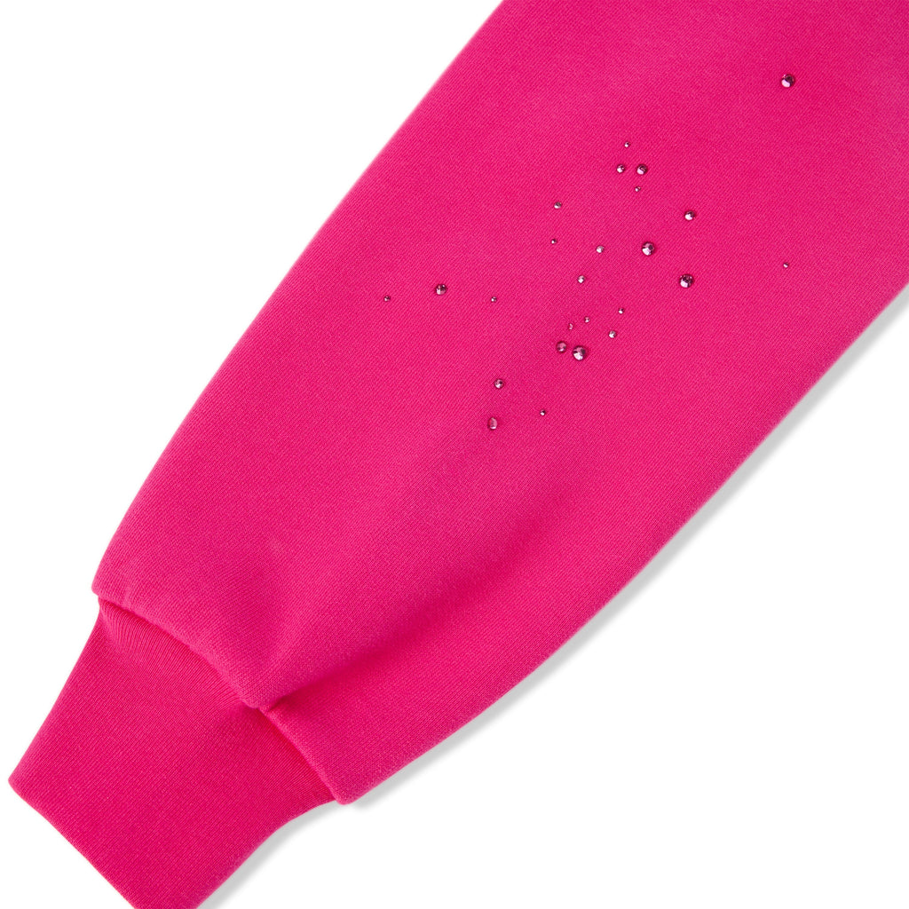 Sp5der Rhinestone Silk Hoodie - Pink