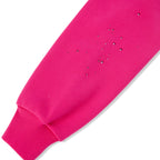 Sp5der Rhinestone Silk Hoodie - Pink