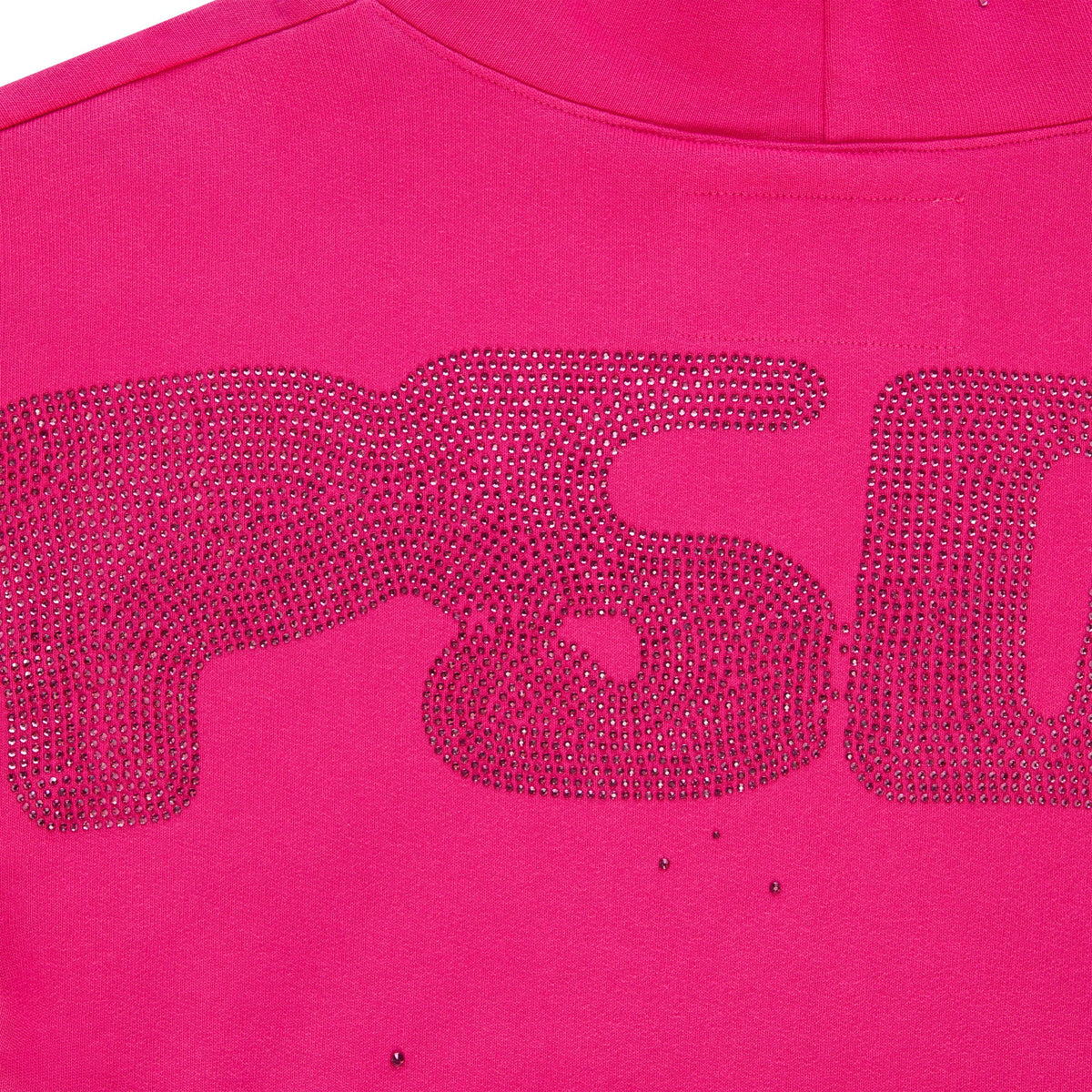 Sp5der Rhinestone Silk Hoodie - Pink