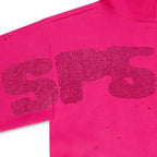 Sp5der Rhinestone Silk Hoodie - Pink