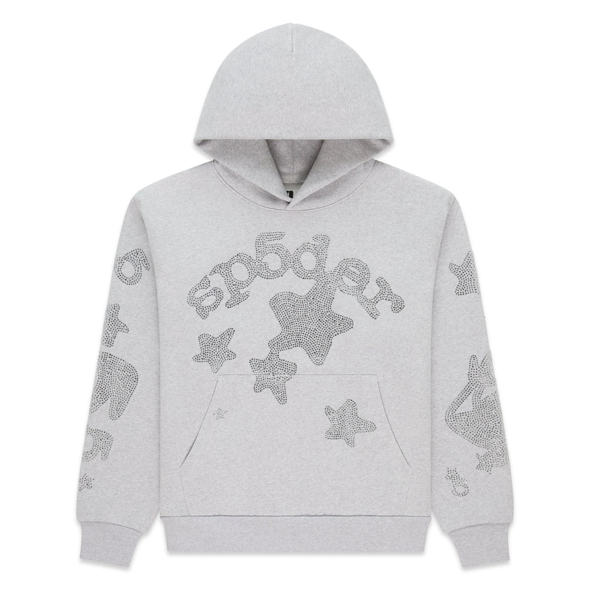 Sp5der Rhinestone Beluga Hoodie - Heather Grey