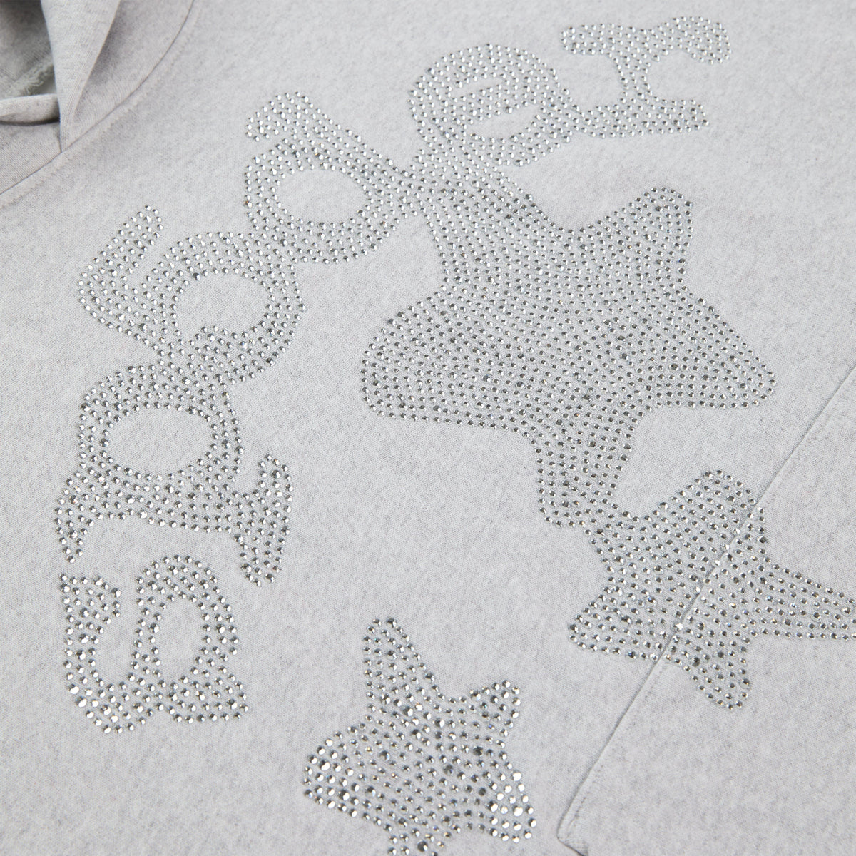 Sp5der Rhinestone Beluga Hoodie - Heather Grey