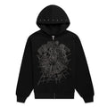 Sp5der Og Web Studded Zip Hoodie - Black