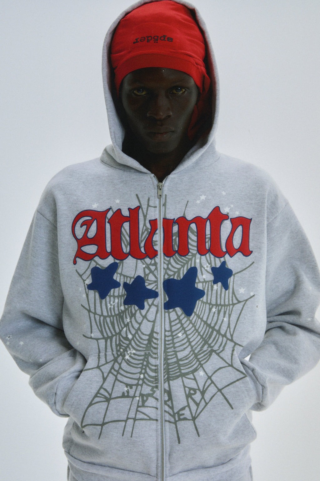 Sp5der Atlanta Full Zip Hoodie - Heather Grey