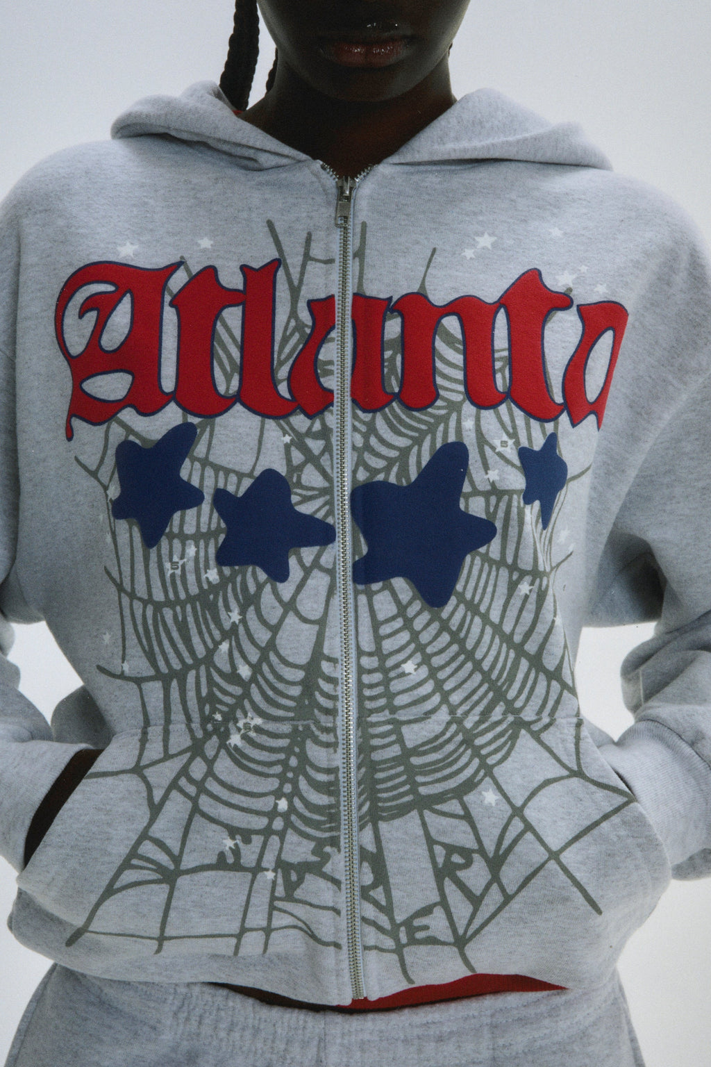 Sp5der Atlanta Full Zip Hoodie - Heather Grey