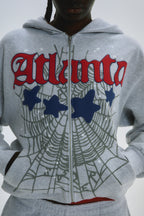 Sp5der Atlanta Full Zip Hoodie - Heather Grey