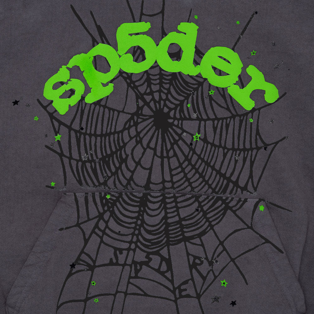 Sp5der Wait Web Hoodie - Heather Grey